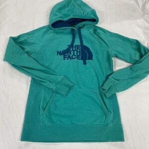 The North Face Womens Teal Green Logo Pullover Hoodie Sweatshirt Medium M